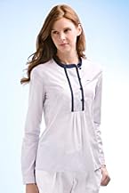 Long Sleeve Fine Striped Wide Placket Shirt