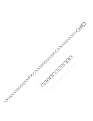 Rhodium Plated 3.0mm 925 Sterling Silver Curb Style Chain