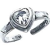 Sterling Silver Cubic Zirconia Heart Toe Ring