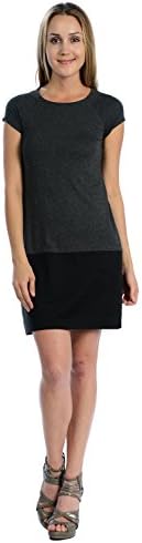 PURSON Womens Classic Full Lined Raglan Dress with Contrast Skirt Medium Dark Grey
