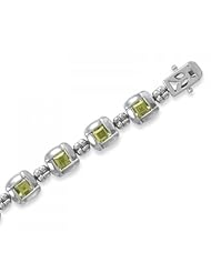 MMA Silver - 7.25 inch 5mm Square Peridot Overlapped Edge Bracelet