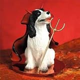 SPRINGER SPANIEL Black and White Dog TINY Devil Ornament Resin DTD22B