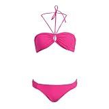 Bikini Set Bandeau Top  Bottom Pink