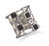 Cut Out Design Ring with Faceted Black Onyx