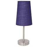Brushed Nickel Table Lamp with Blue Fabric Shade
