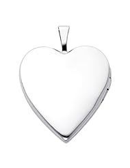 14K White Gold Heart Locket Pendant (0.8" Inches or 20mm)