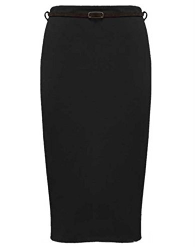Womens Plus Size Belted Pencil Skirts Casual Office Bodycon Skirts