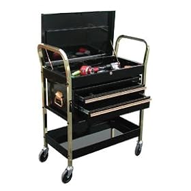 Advanced Tool Design Model ATD-7034 Two-Shelf, Two-Drawer Service Cart With Lid - Black by ATD Tools