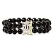 14k Gold, Diamond & Black Onyx Bracelet (0.08ctw)- 7.75 IN