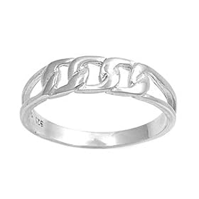 Sterling Silver Plain Ring - Chain - Size 4