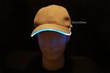 Khaki Fabric LED Lighted Glow Hat- White