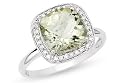 3 Carat Green Amethyst and Diamond 14K White Gold Ring