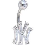 Major League Baseball CRYSTALLINE GEM Belly Ring - New York Yankees