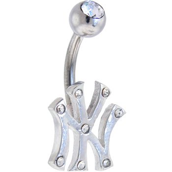 Major League Baseball CRYSTALLINE GEM Belly Ring - New York Yankees