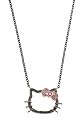 Hello Kitty by Kimora Lee Simmons: "Glam" Hello Kitty Silhouette 18k Rose Gold w/ Sterling Silver Black Diamond & Pink Sapphire Pendant (1/5 cttw), 18"