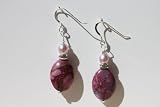 Pink Jasper and Freshwater Pearl Earrings w/Gift Box