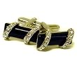 OBLONG BLACK ONYX COLORED SILVER TONE BOXED CUFFLINKS
