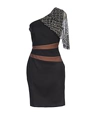 Applique One Shoulder Cotton/Rayon/Spandex  Dress