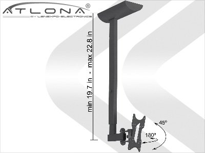 Atlona Universal Lcd Ceiling Mount Up To 30( Black), TV/Projector Mounts, Audio and Video