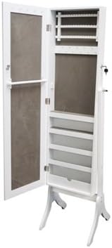 Full-Length Mirror Jewelry Stand - White Tall