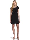 Just For Wraps Womens Short Sleeve Belted Dress, Black, Medium
