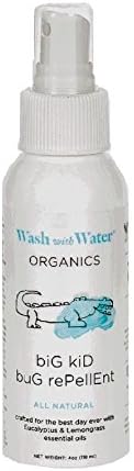 Wash with Water - Certified Organic Baby I Toddler I Big Kid 100% Eucalyptus and Lemongrass Fragrance, Insect Repellent Bug Spray - 4oz.