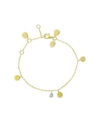 Meira T Solid Silver Vermeil Teardrop Charms accented with Diamond Teardrop Charm Bracelet for Little Girls Kids & Toddler