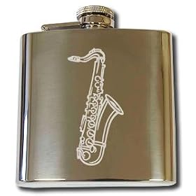 Personalised Engraved 6oz Hip Flask with Captive Top SAX SAXAPHONE Design , Birthday, Anniversary, Wedding