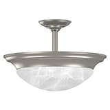 Kenroy Home 80363BS Dickens Two-Light Semi-Flush Light With 13 inch Alabaster Glass Shade, Brushed Steel