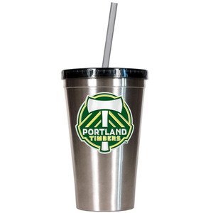 Portland Timbers MLS 16Oz Stainless Steel Insulated Tumbler With Straw Portland Timbers MLS 16Oz Stainless Steel Insulated Tumbler With Straw