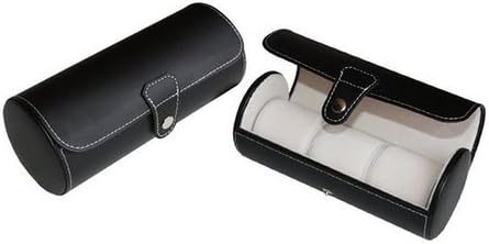 Black 3 Watch Leatherette Roll Travel Traveler's Watch Storage Organizer Collector Case