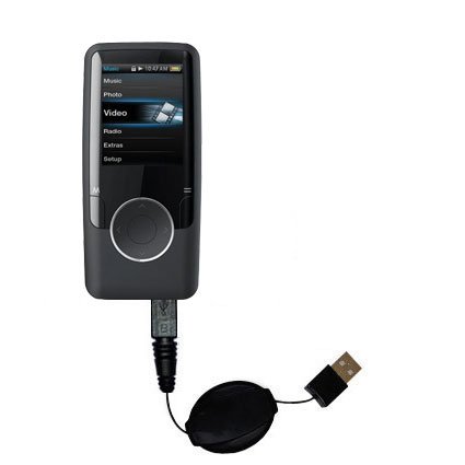 Retractable USB Cable for the Coby MP620 Video MP3 Player with Power Hot Sync and Charge capabilities - uses Gomadic TipExchange Technology