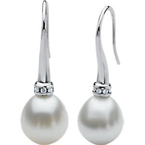 IceCarats Designer Jewelry South Sea Cultured Pearl W/Diamond Earring 18K Palladium White Gold