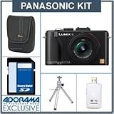Panasonic Lumix DMC-LX5 Digital Camera Kit - Black - with 4GB SD Memory Card, Camera Case, Table Top Tripod, USB 2.0 SD Card Reader