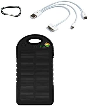 Portable Cell Phone Solar Power Bank - USB Battery Charger to power 2 USB built-in devices simultaneously on the Go - includes Bonus 3 in 1 Cable Charger
