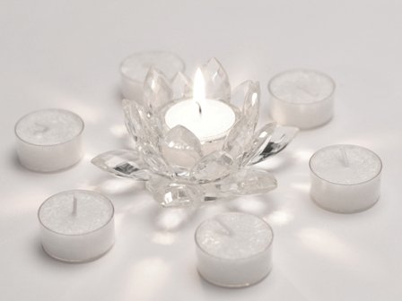 Lumière D'esprit Crystal Glass Tealight Candle Holder with 7 Tealight Candles
