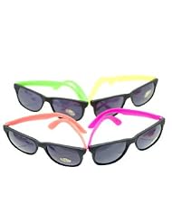 12 - NEON 80's style PARTY SUNGLASSES with dark lens by wholesale-distributor