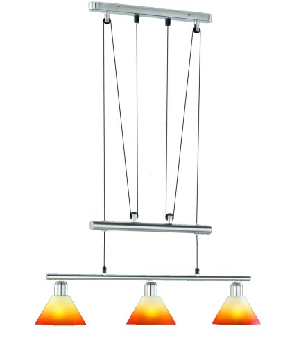 Trio-Leuchten 3751031-17 Jojo-Balkenpendel, 3xE14,max.40W, Nickel matt, Glas Farbverlauf orange