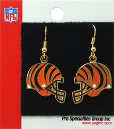 Cincinnati Bengals Earrings J Hook Helmet Gold Tone Nfl
