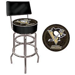 New Trademark NHL Pittsburgh Penguins Padded Bar Stool with Back 7.5 Inch High Long Lasting Logo