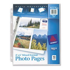 Vertical Photo Pages for 3-Ring Binders, Holds 6 - 4x6 Photos/Page, 10/Pack AVE13401