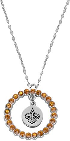 NewBurn New Orleans Saints Rhinestone Sparkle Hoop Chain Necklace - Silver NoSize