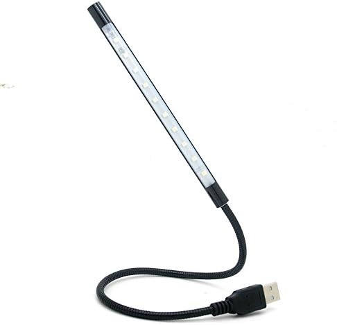 Lslight Mini Portable Stick 10 Led Brightness Flexible LED Table Desk Lamp Notebook Laptop USB Light Touch Dimmable On-Off (Black Stick)