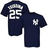 Majestic New York Yankees #25 Mark Teixeira Navy Blue Player T-shirt