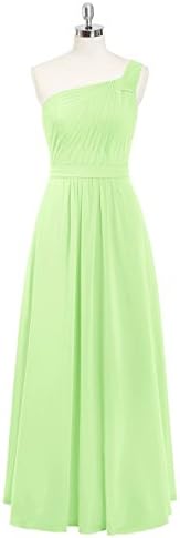 Emyrin Floor-length A-line Sage Bridesmaid Dresses One-shoulder Neckline Skirt