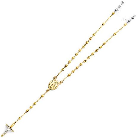 GoldenMine Fine Jewelry14k Yellow Gold 3mm Beads Rosary Necklace - 18"
