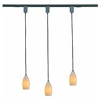 Royal Pacific 7916WH-BA 3-Light Track Pack with White Glass Pendant Lights, 4-Feet, Brushed Aluminum