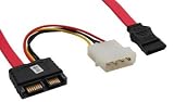 Zoom Produkt-Bild: DeLock Kabel SATA Slimline Stecker + 4pin Power > SATA Netzkabel intern 7+ 6 pol SATA Slimline Stecker + 4pol Strom auf 7 pol SATA 0.30 m