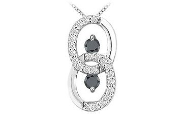 31ohol7fG8L Black and White Diamond Circle Pendant : 14K White Gold   1.00 CT Diamonds