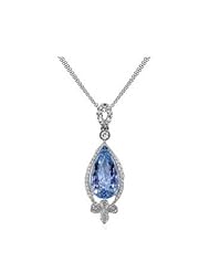 1.72ct Blue Topaz &Vs Diamond Necklace 14k Gold